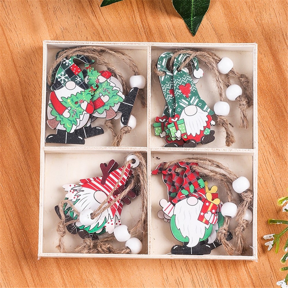 Závěsná kolekce dřevěných zimních skřítků 12 ks - varianta 2