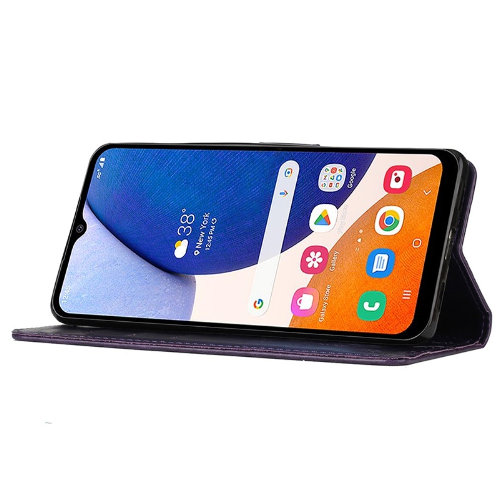 Flowers knížkové pouzdro na Samsung Galaxy A05s - tmavěfialové