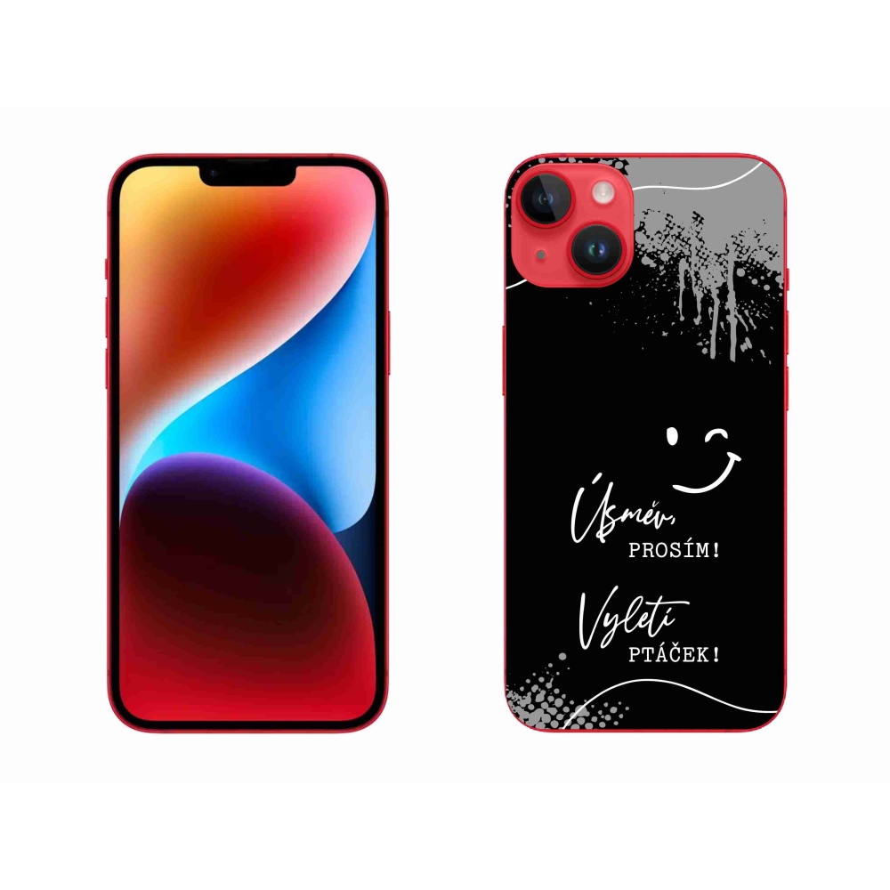 Gelový kryt mmCase na iPhone 14 Plus - vtipný text 4 černé pozadí