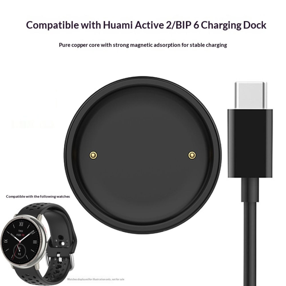 USB-A nabíjecí kabel pro Amazfit Active 2/Bip 6 1m - černý