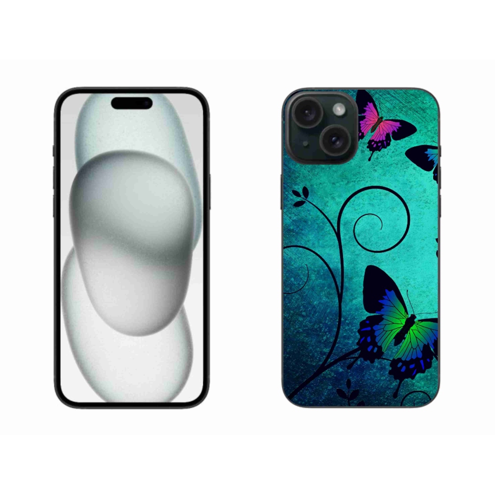 Gelový kryt mmCase na iPhone 15 Plus - barevní motýli