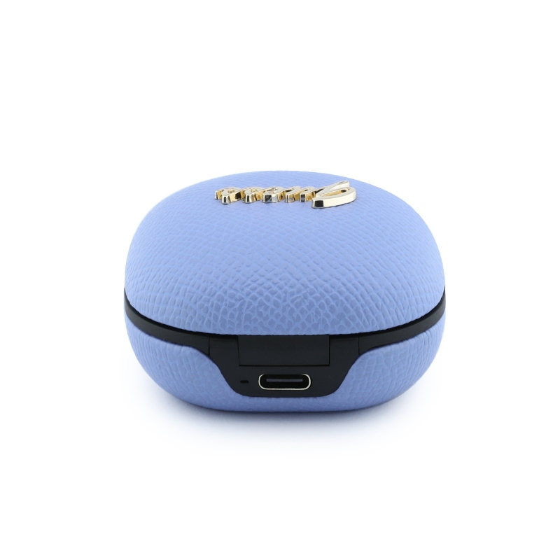 Guess PU Grained Script Metal Logo ENC TWS Bezdrátová Sluchátka Light Blue