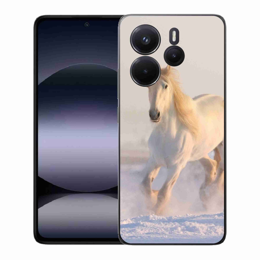 Gelový kryt mmCase na Xiaomi Redmi Note 14 - kůň ve sněhu