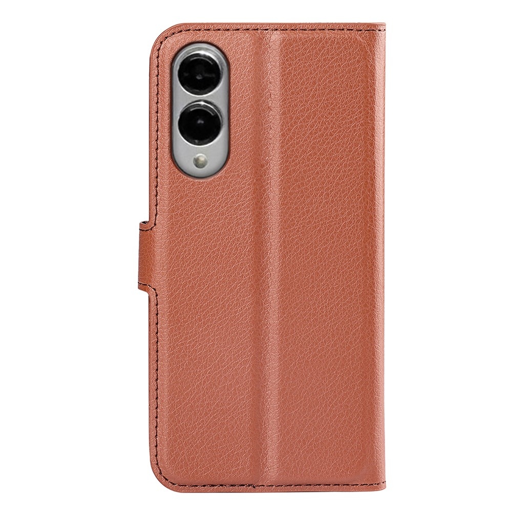 Litchi knížkové pouzdro na Samsung Galaxy S25 Edge - hnědé