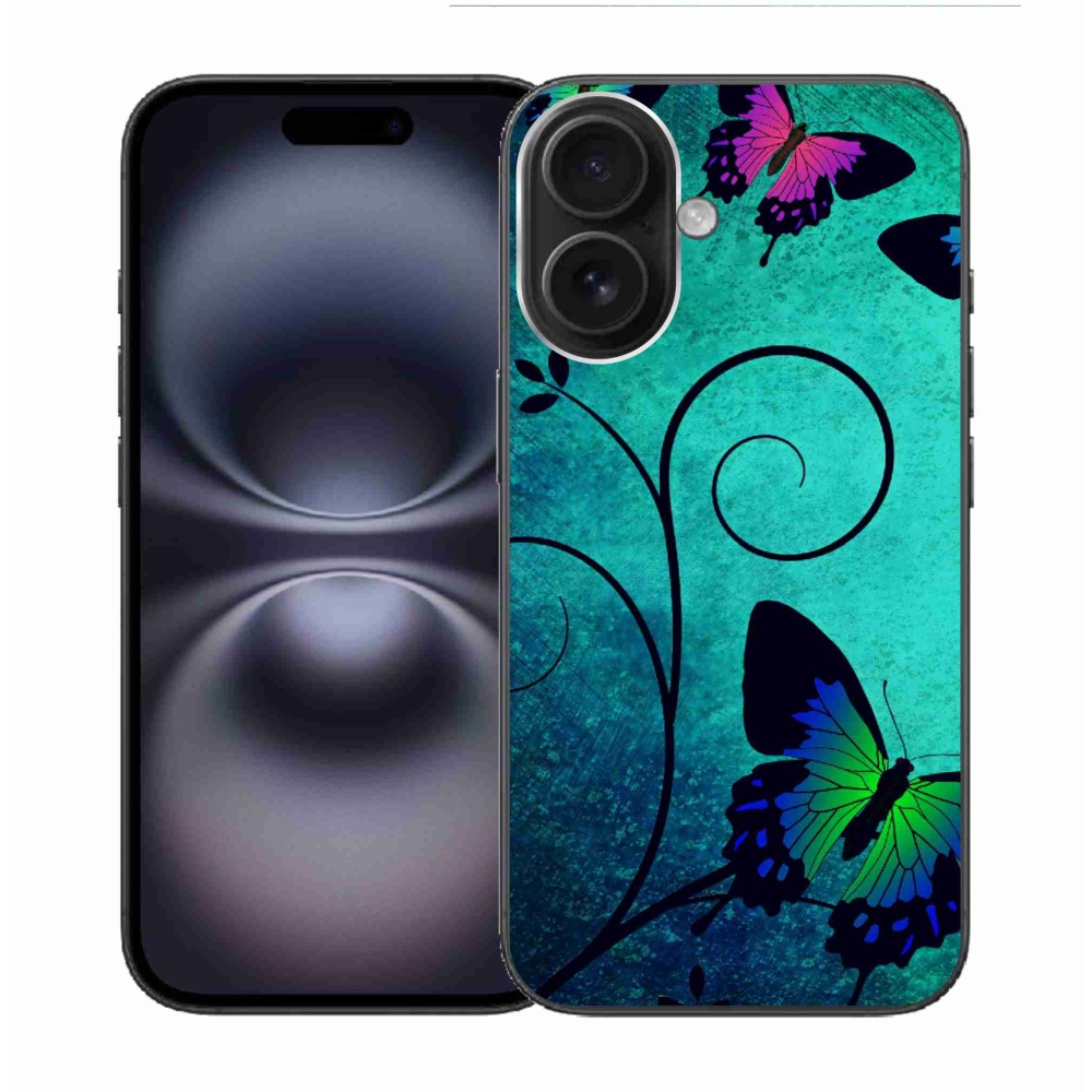 Gelový kryt mmCase na iPhone 16 - barevní motýli