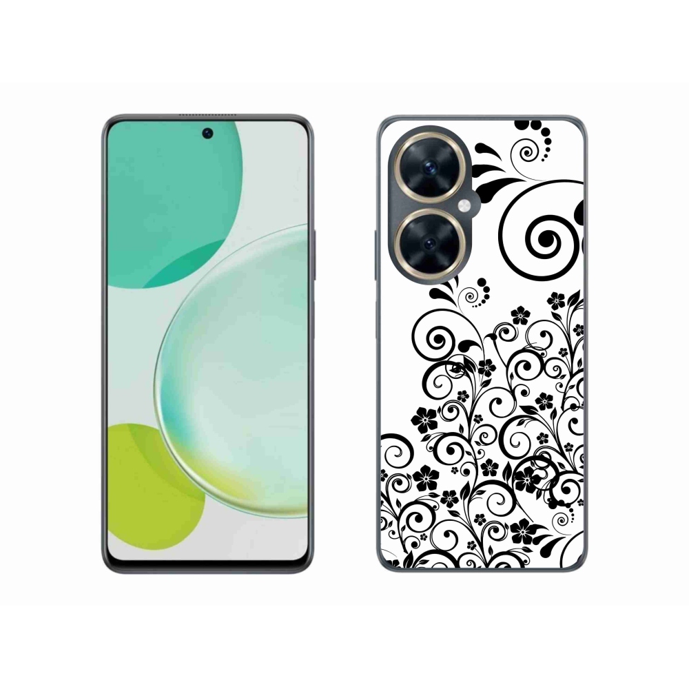 Gelový kryt mmCase na Huawei Nova 11i - černobílé květinové vzory