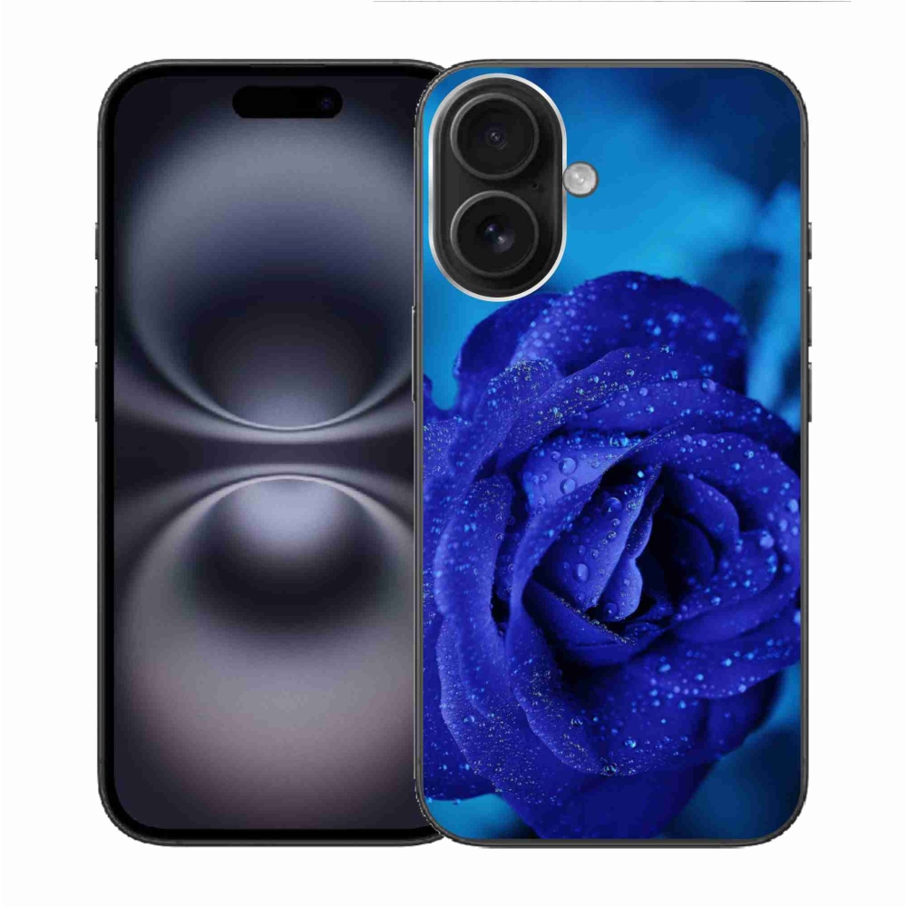 Gelový obal mmCase na iPhone 16 - modrá růže