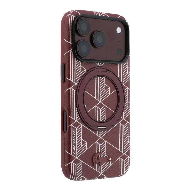 Lacoste PVC Semi Wrap Blend Ring Stand MagSafe Zadní Kryt pro iPhone 18 Pro Burgundy