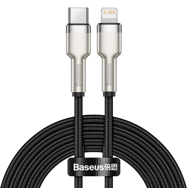 Baseus Cafule Metal Series Datový Kabel USB-C - Lighting 20W 2m Black