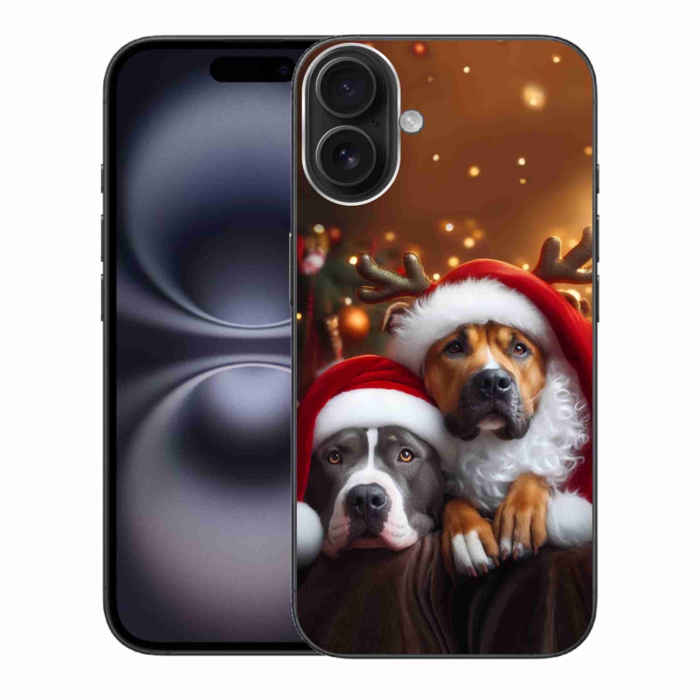 Gelový kryt mmCase na iPhone 16 Plus - vánoční psi