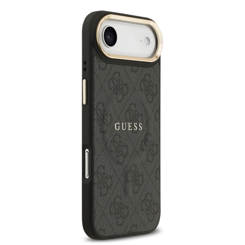 Guess PU Leather 4G Gold Frame MagSafe Zadní Kryt pro iPhone Air Black