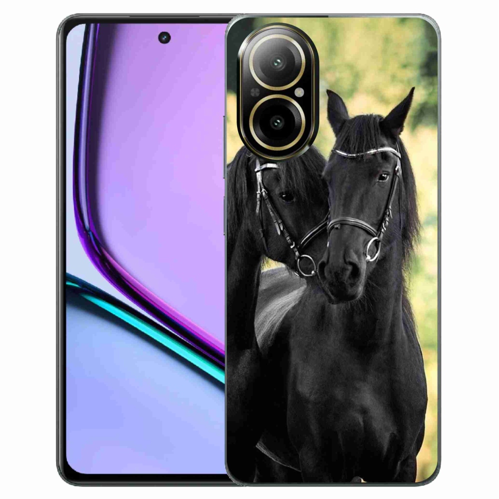 Gelový kryt mmCase na Realme C67 - dva černí koně