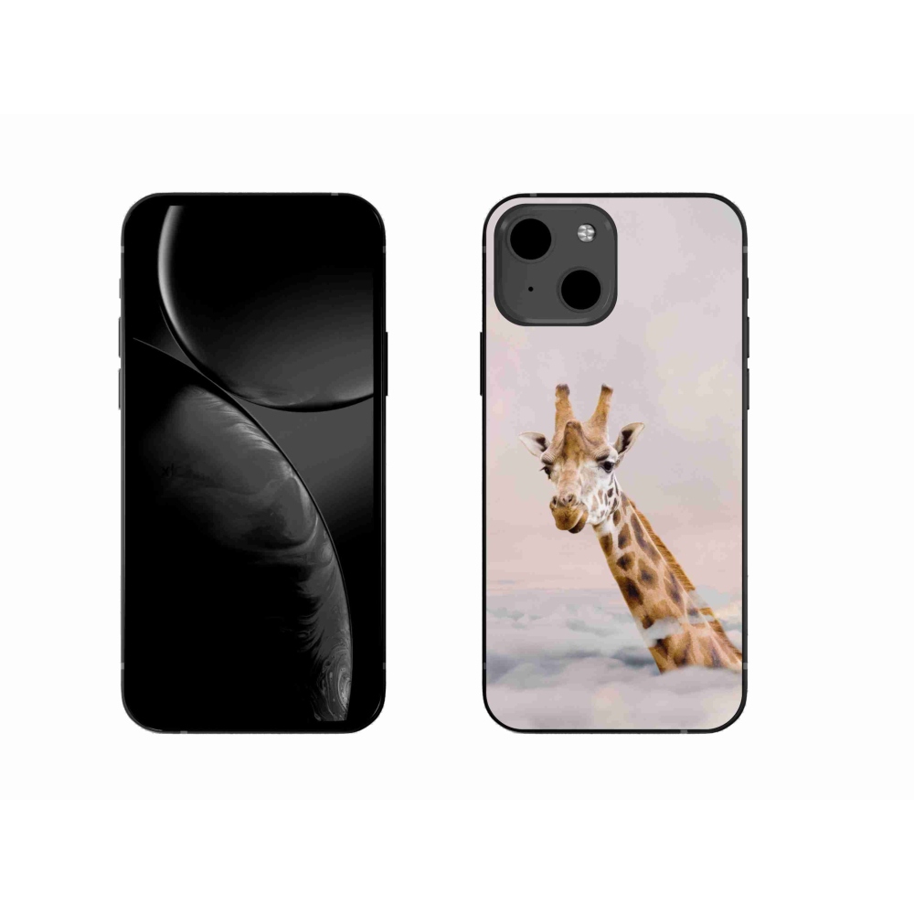 Gelový kryt mmCase na iPhone 13 - žirafa v oblacích