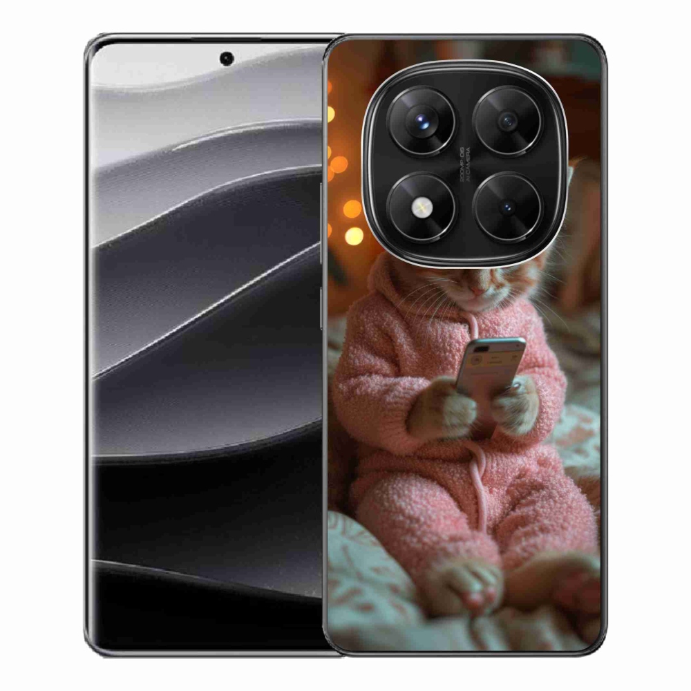Gelový kryt mmCase na Xiaomi Redmi Note 14 Pro 5G/Poco X7 5G - kotě s mobilem