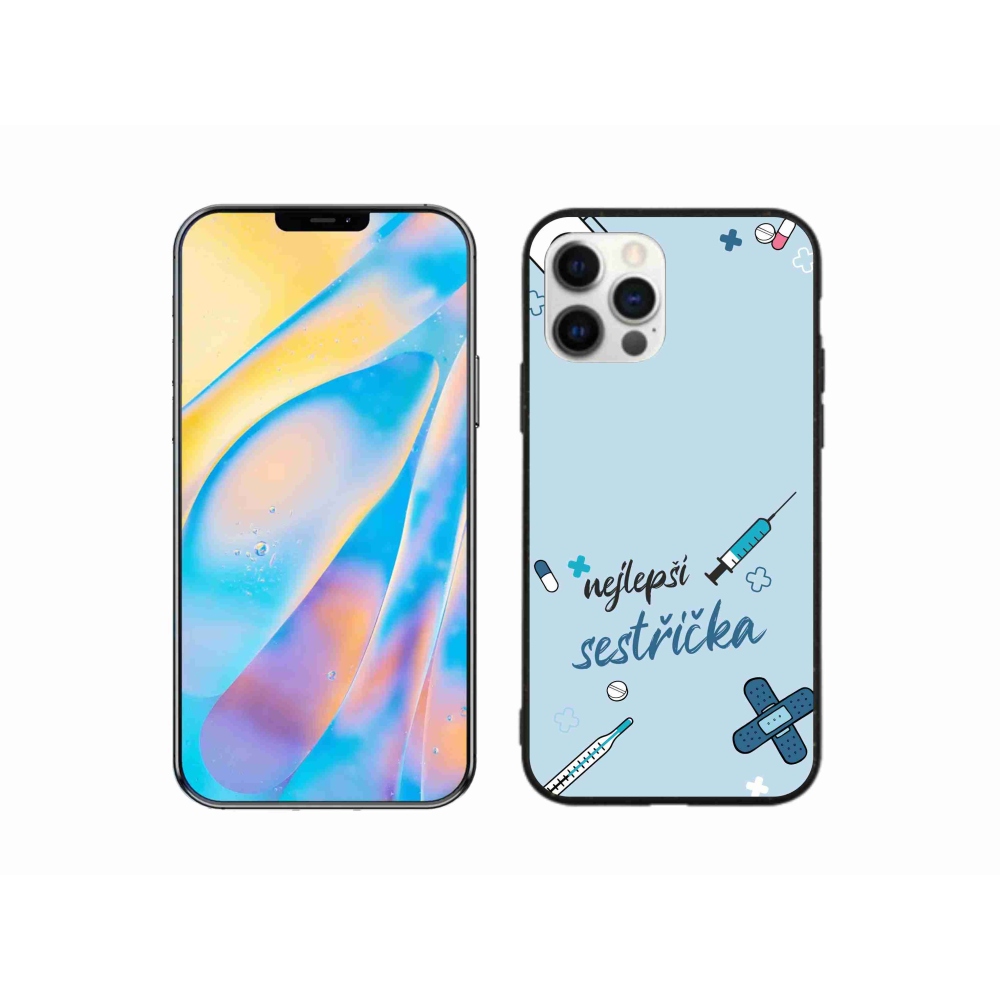 Gelový kryt mmCase na iPhone 12 - nejlepší sestřička modré pozadí