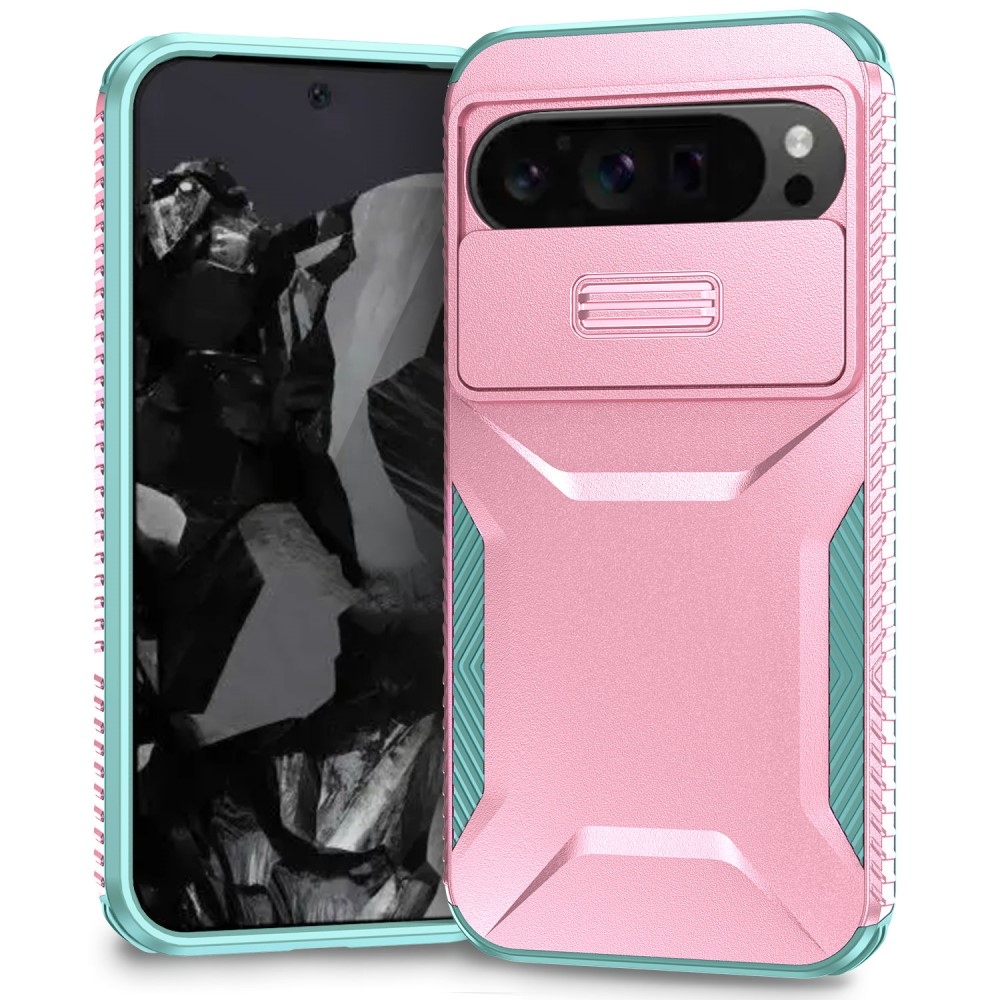 Lid odolný kryt na Google Pixel 9 Pro XL - růžový/modrozelený