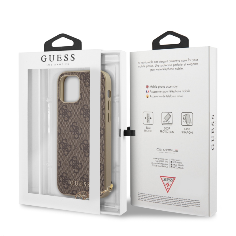 Guess 4G Charms Zadní Kryt pro iPhone 12/12 Pro 6.1 Brown