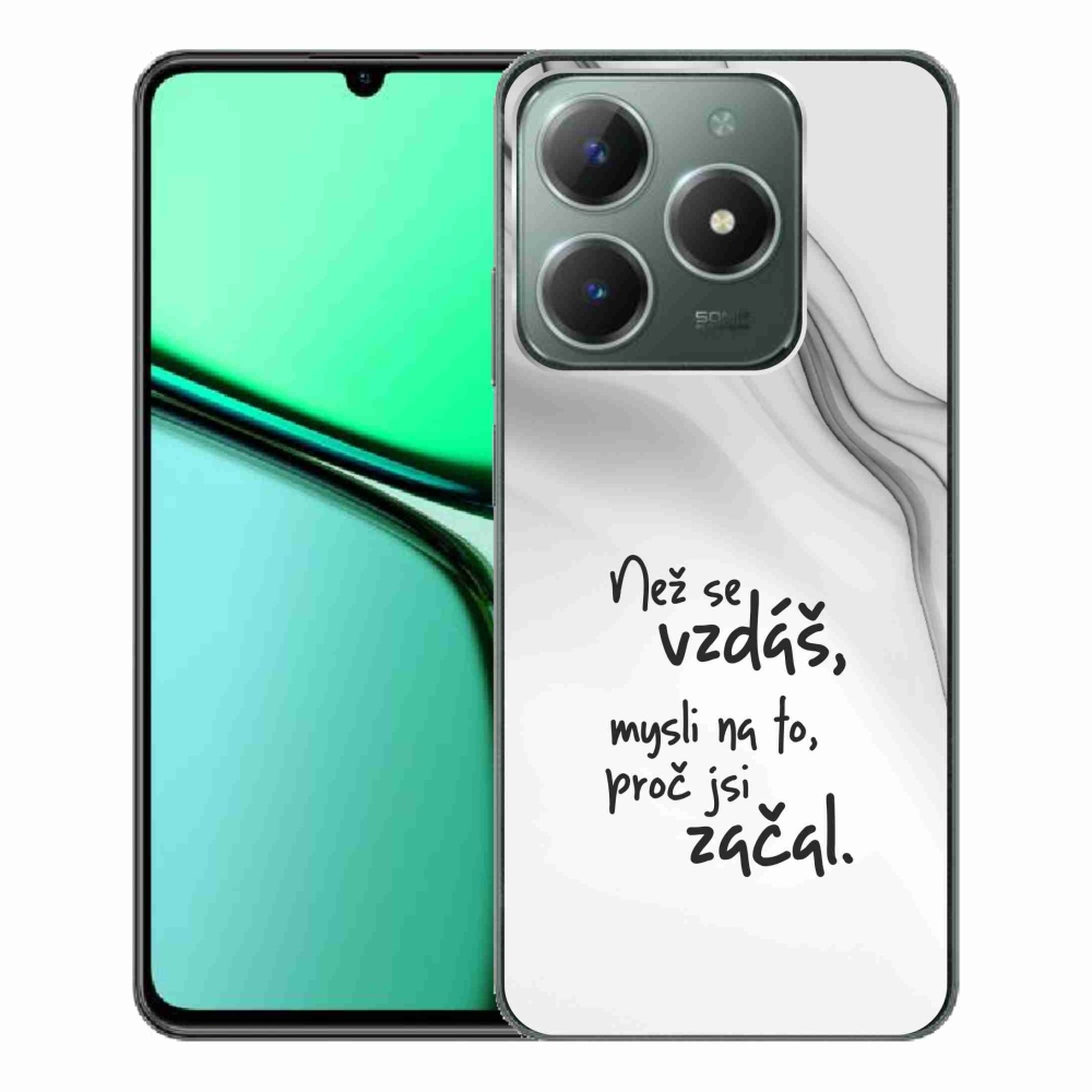Gelový kryt mmCase na Realme C61 - citát 2 bílé pozadí