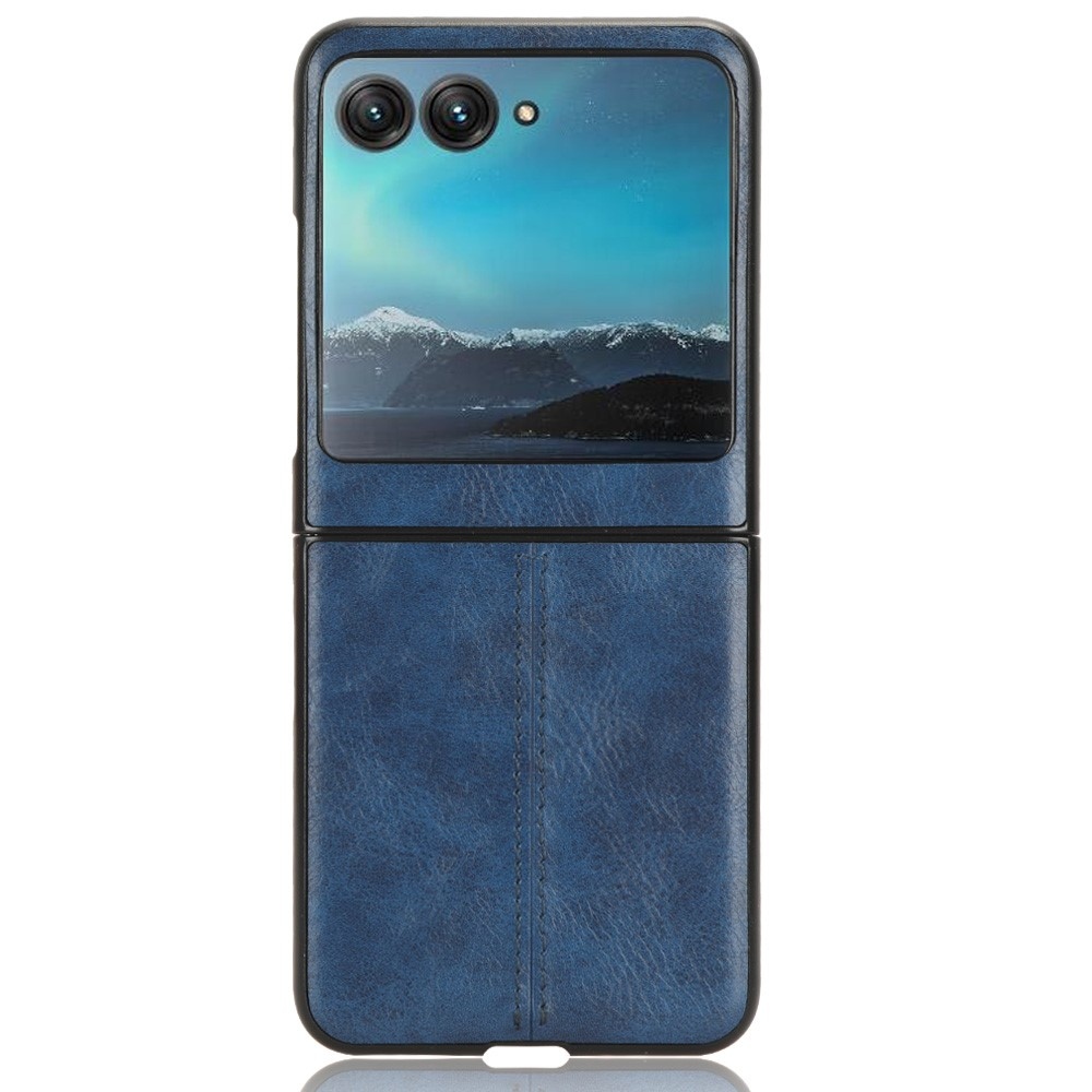 Vintages plastový kryt s umělou kůží na Motorola Razr 40 Ultra 5G - modrý