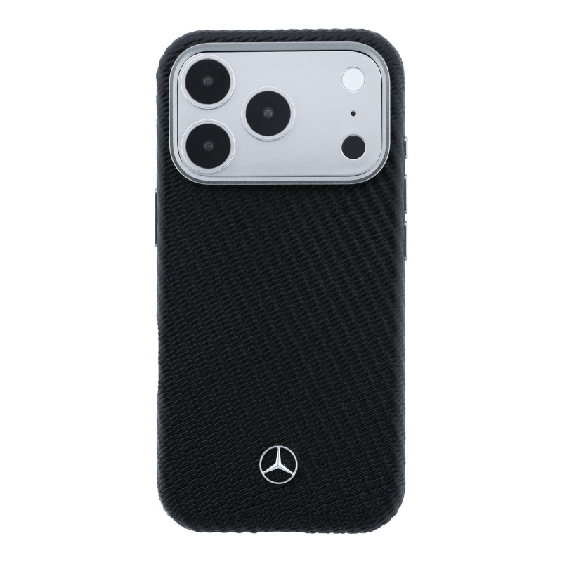 Mercedes PU Leather Semi Wrap MagSafe Zadní Kryt pro iPhone 17 Pro Black