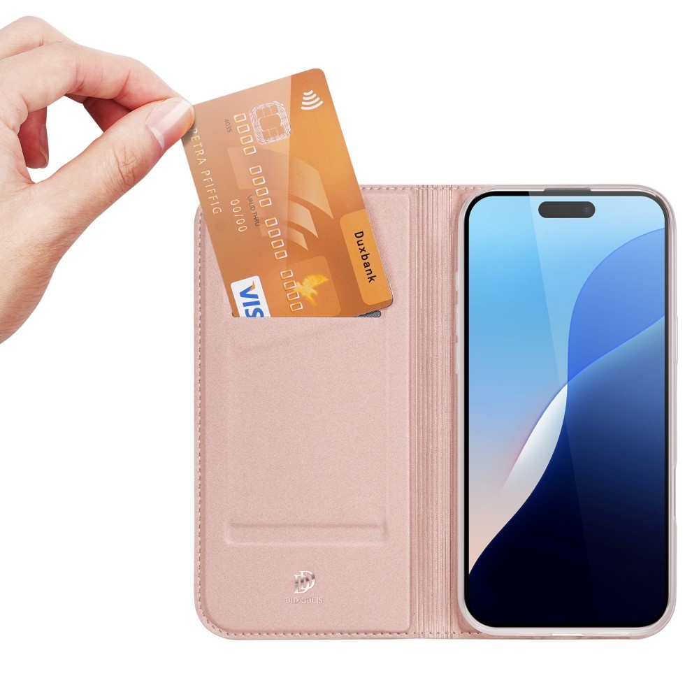 DUX knížkové pouzdro na iPhone 16 Pro - růžovozlaté