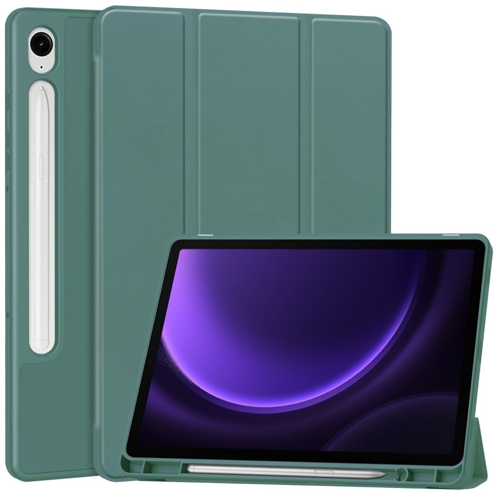 Case chytré zavírací pouzdro na Samsung Galaxy Tab S9 FE/Tab S10 FE - tmavězelené