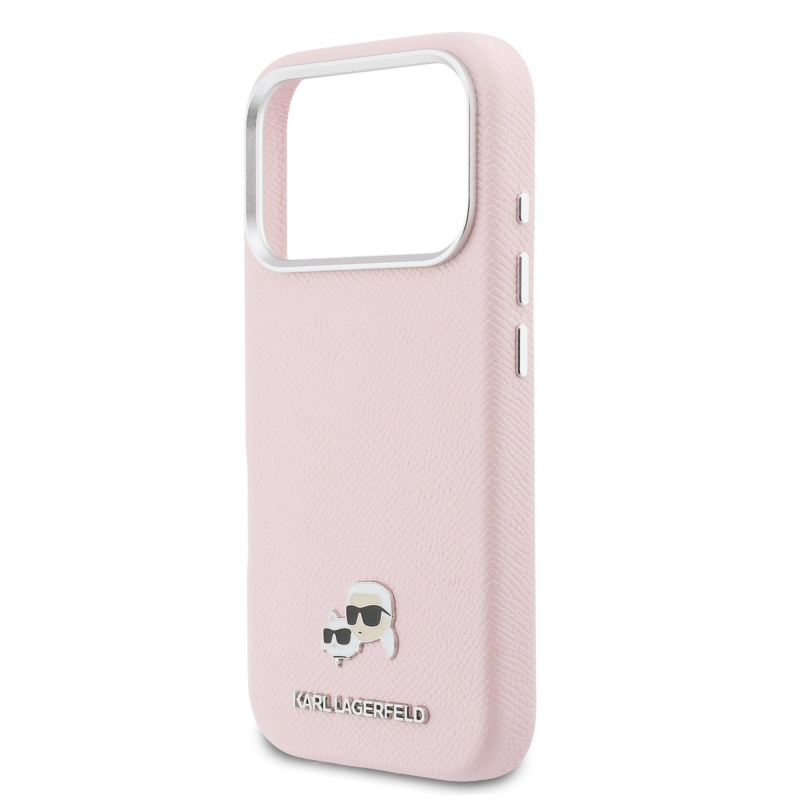 Karl Lagerfeld PU Karl and Choupette Heads Pins MagSafe Zadní Kryt pro iPhone 17 Pro Max Pink