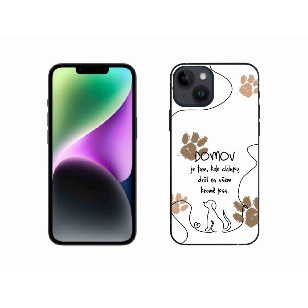 Gelový kryt mmCase na iPhone 14 - psí motiv bílé pozadí