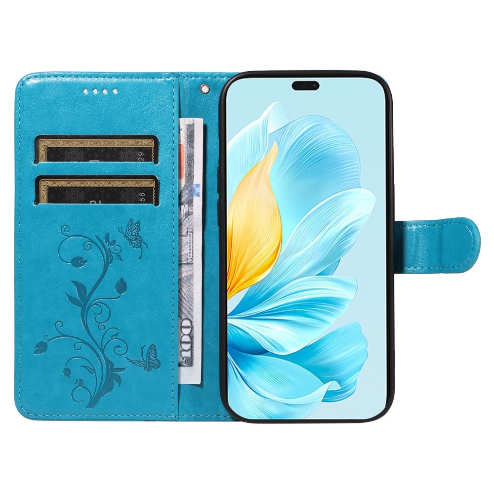 Flowers knížkové pouzdro na Honor 200 Lite 5G - modré