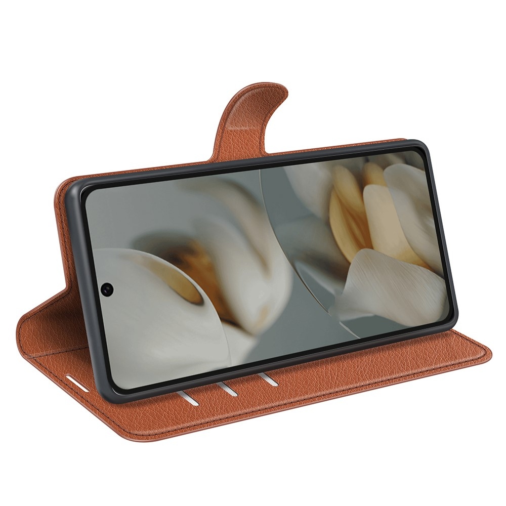 Litchi knížkové pouzdro na Google Pixel 10 Pro XL - hnědé