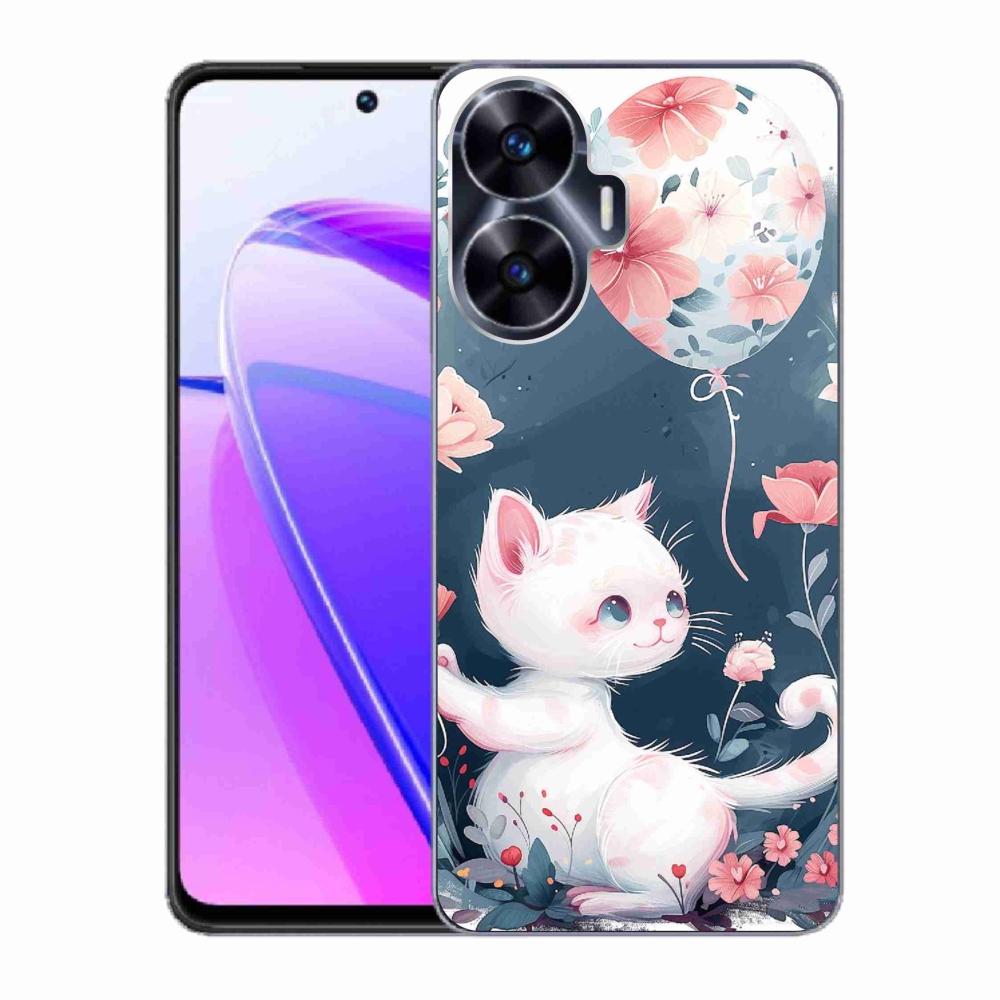 Gelový kryt mmCase na Realme C55 - kotě s balónkem
