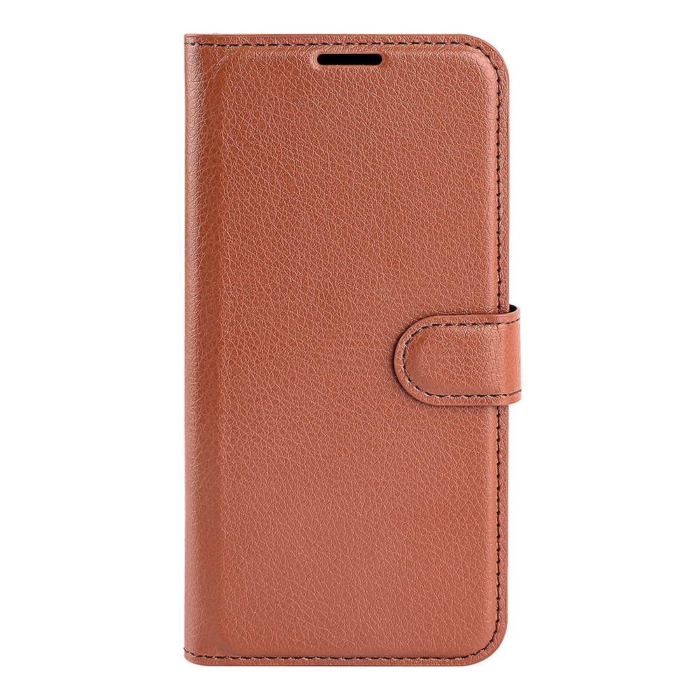 Litchi knížkové pouzdro na Xiaomi Redmi 15 4G/5G (171mm) - hnědé