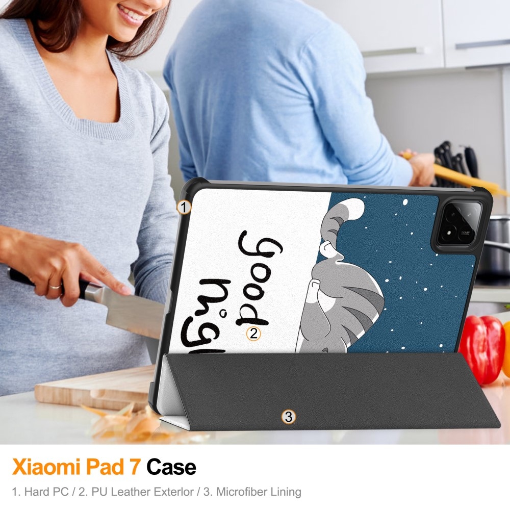 Patty chytré polohovací pouzdro na tablet Xiaomi Pad 7/7 Pro - kočka