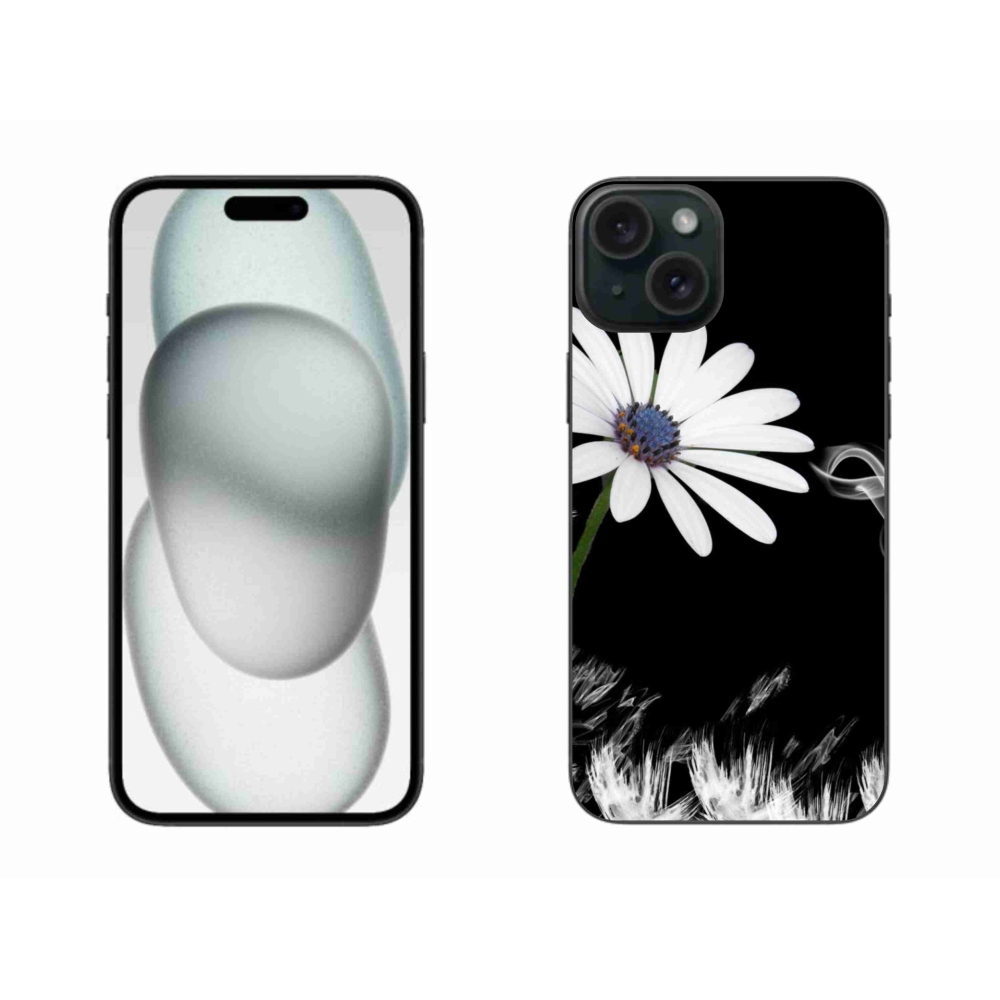 Gelový kryt mmCase na iPhone 15 Plus - bílá květina