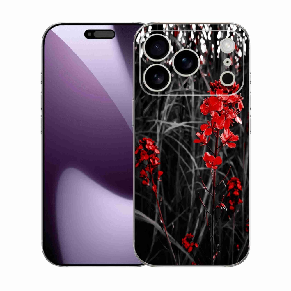 Gelový kryt mmCase na iPhone 17 Pro - červená rostlina