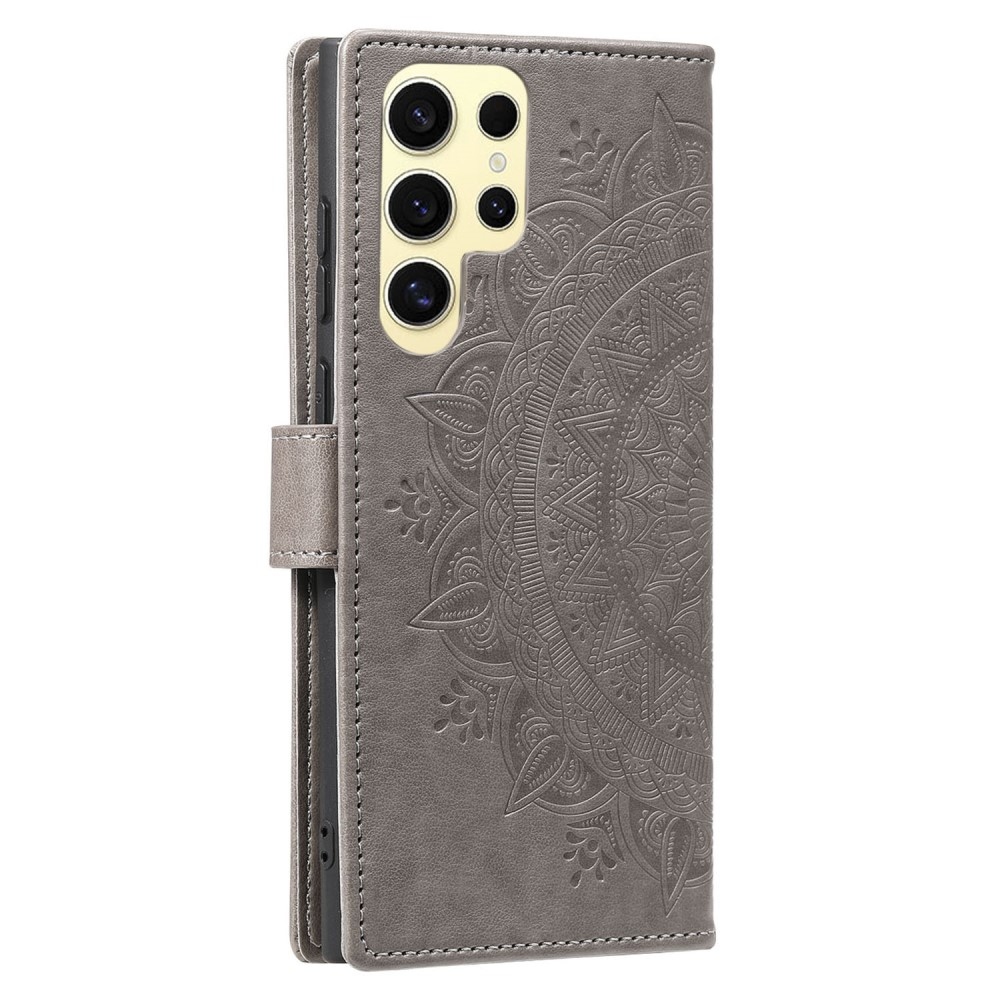 Mandala knížkové pouzdro na Samsung Galaxy S25 Ultra - šedé