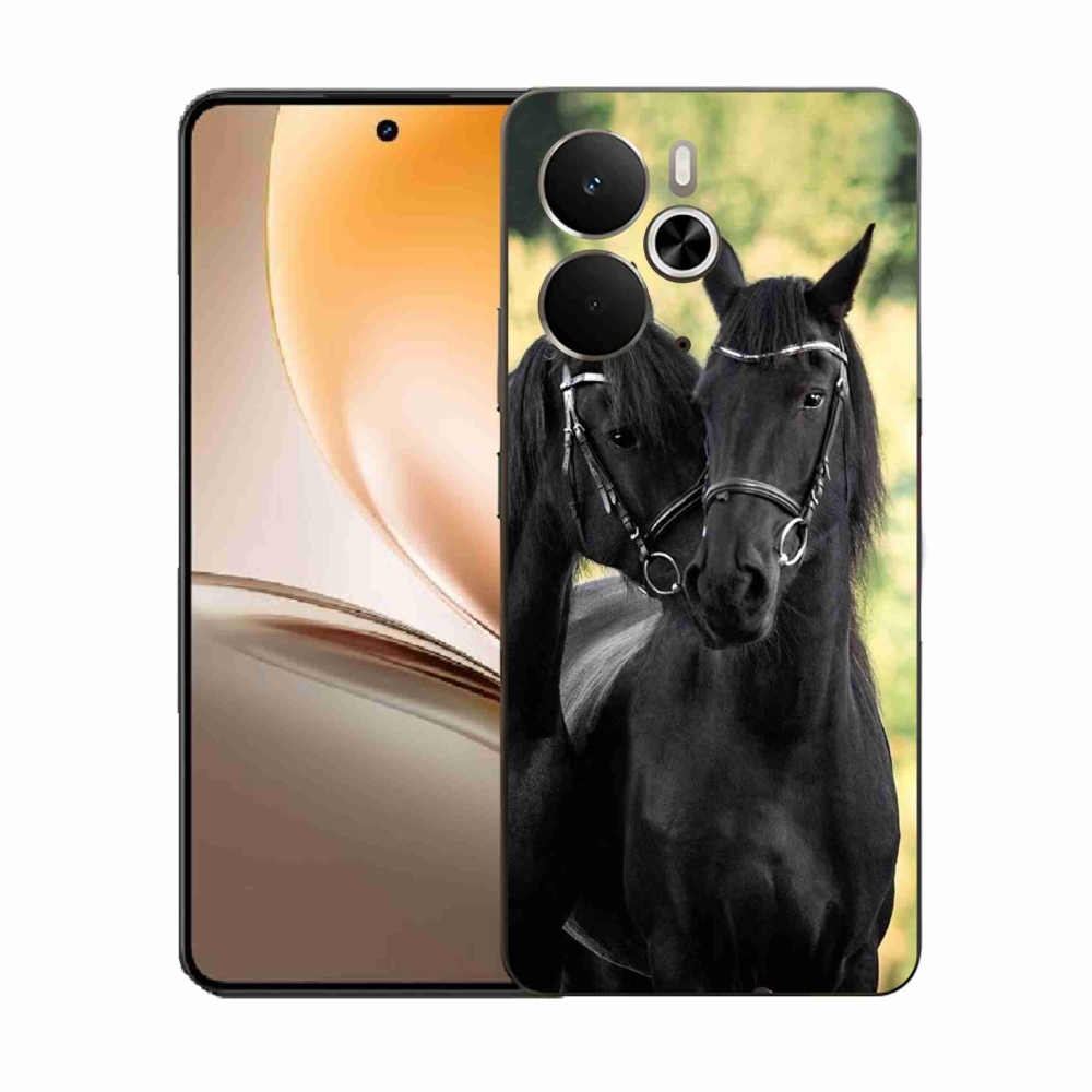 Gelový kryt mmCase na Realme 14 5G - dva černí koně