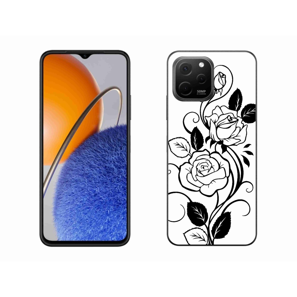 Gelový kryt mmCase na Huawei Nova Y61 - černobílá růže
