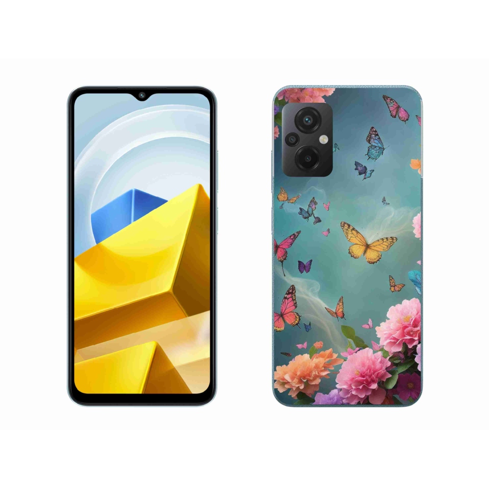 Gelový kryt mmCase na Xiaomi Poco M5 4G - barevné květy a motýli