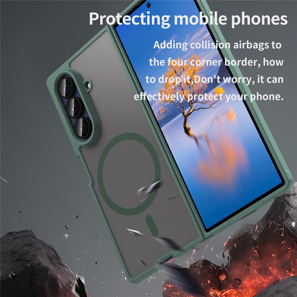 Case matný gelový obal s MagSafe na Samsung Galaxy Z Fold7 5G - zelený