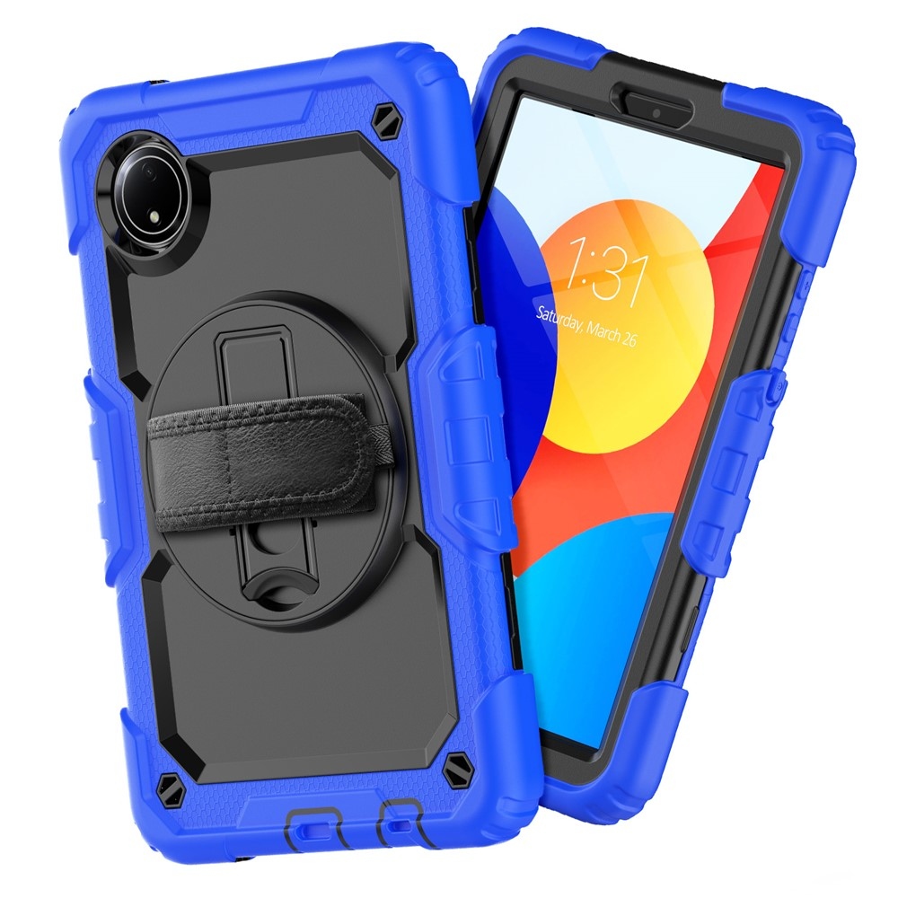 Strap odolný kryt s držákem na ruku a ramenním popruhem na Xiaomi Redmi Pad SE 8.7 - tmavěmodrý