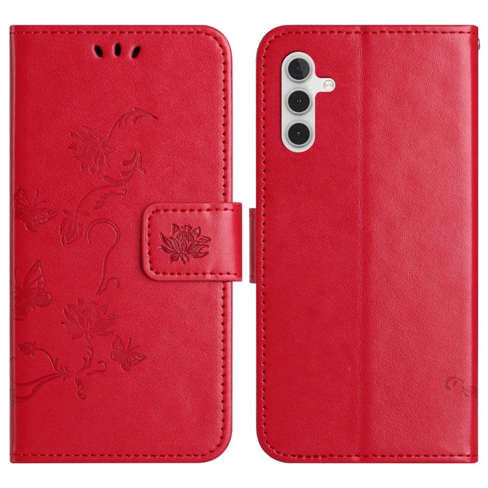 Flower knížkové pouzdro na Samsung Galaxy A36 5G - červené