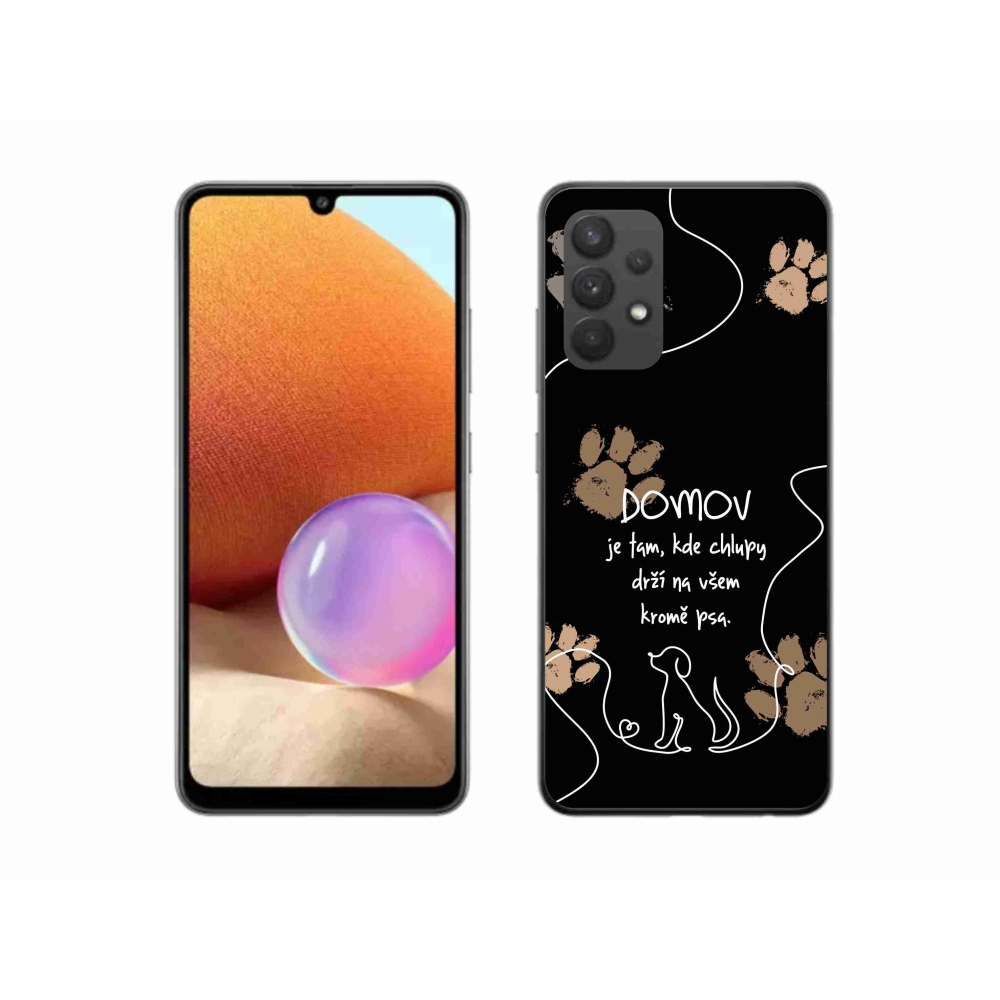 Gelový kryt mmCase na Samsung Galaxy A32 4G - psí motiv černé pozadí