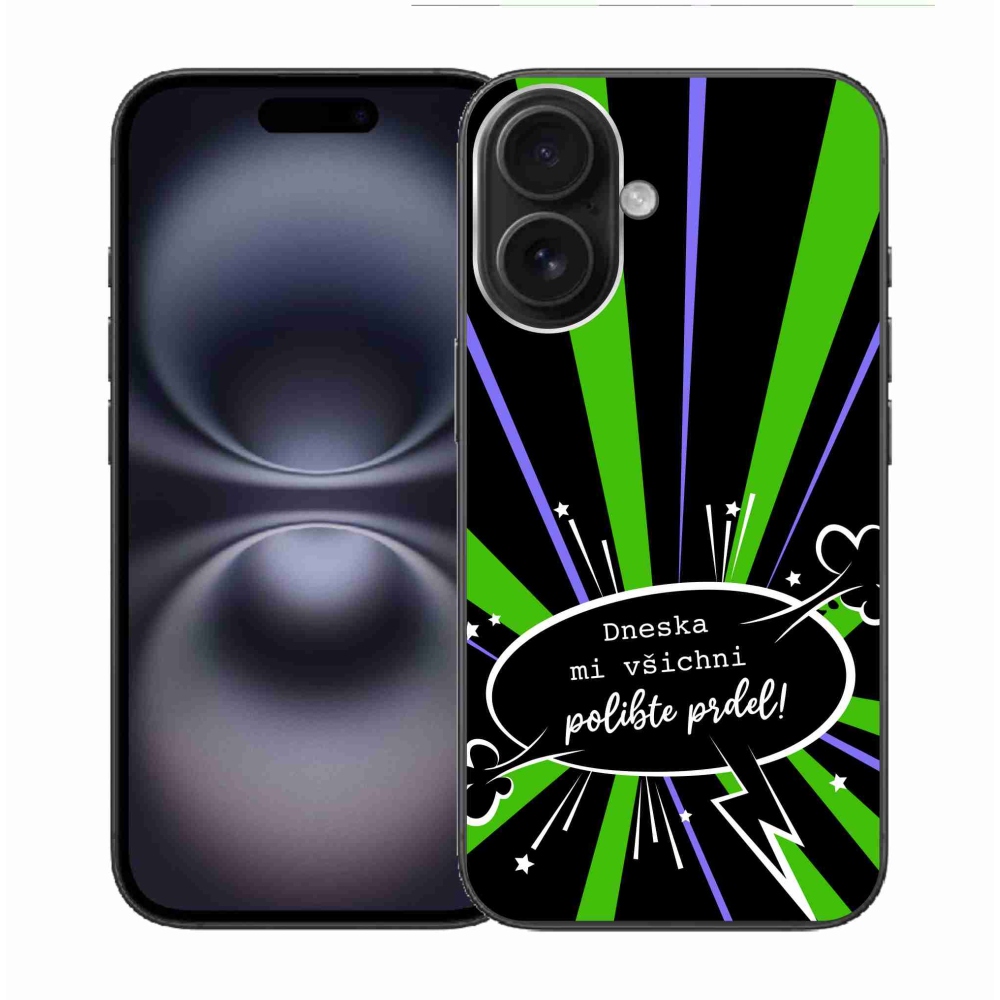 Gelový kryt mmCase na iPhone 16 - vtipný text 15 černé pozadí