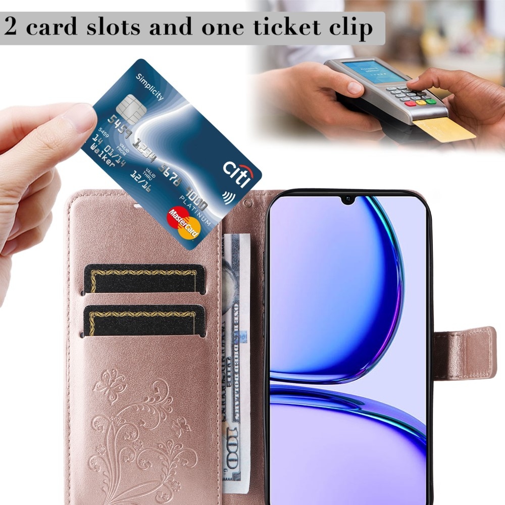 Big Butterfly knížkové pouzdro na Realme C51/C53 - růžovozlaté