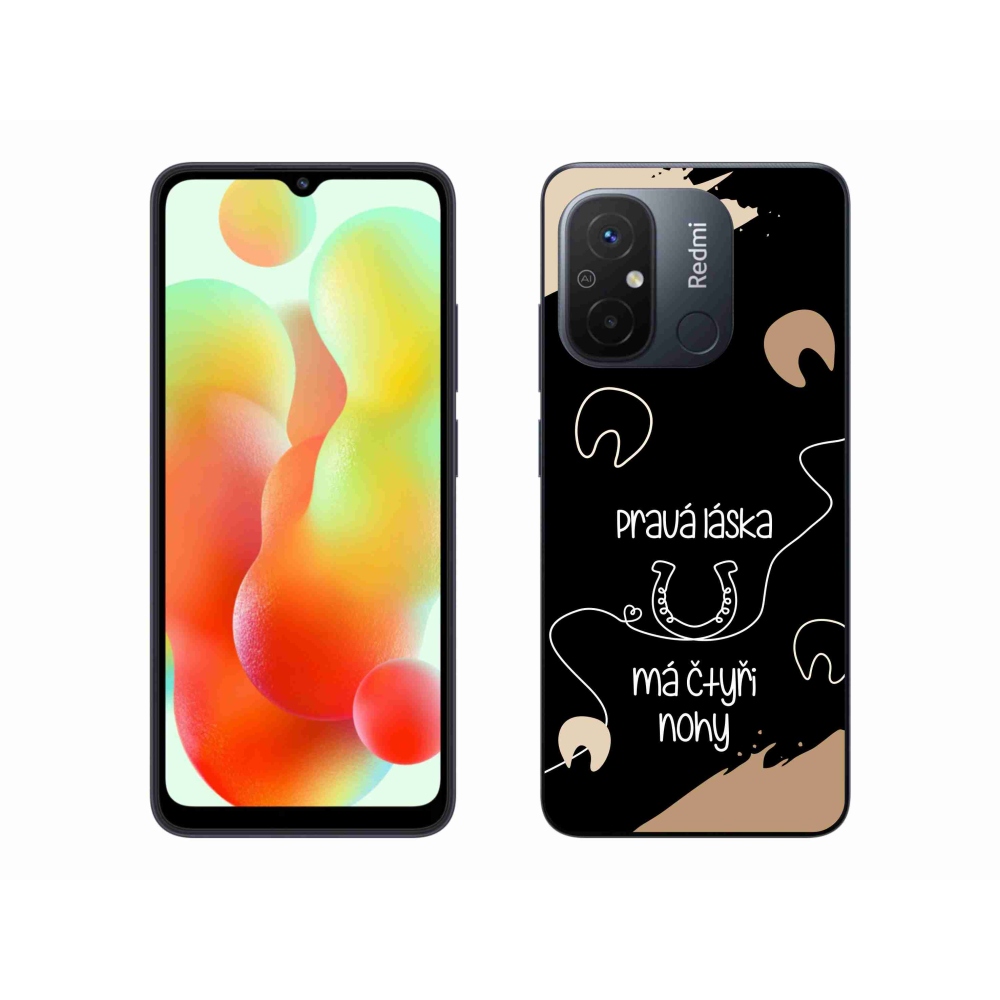 Gelový kryt mmCase na Xiaomi Redmi 12C - koňský motiv černé pozadí