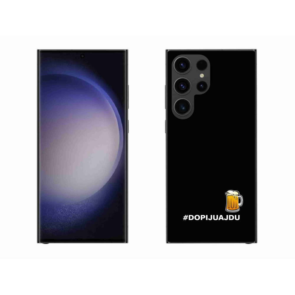 Gelový kryt mmCase na Samsung Galaxy S23 Ultra 5G - pivní motiv 1 černé pozadí