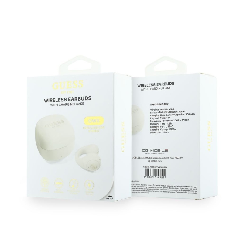 Guess Mini Classic Logo OWS Bezdrátová Sluchátka White
