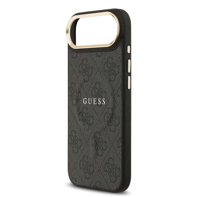 Guess PU Leather 4G Gold Frame MagSafe Zadní Kryt pro iPhone Air Black