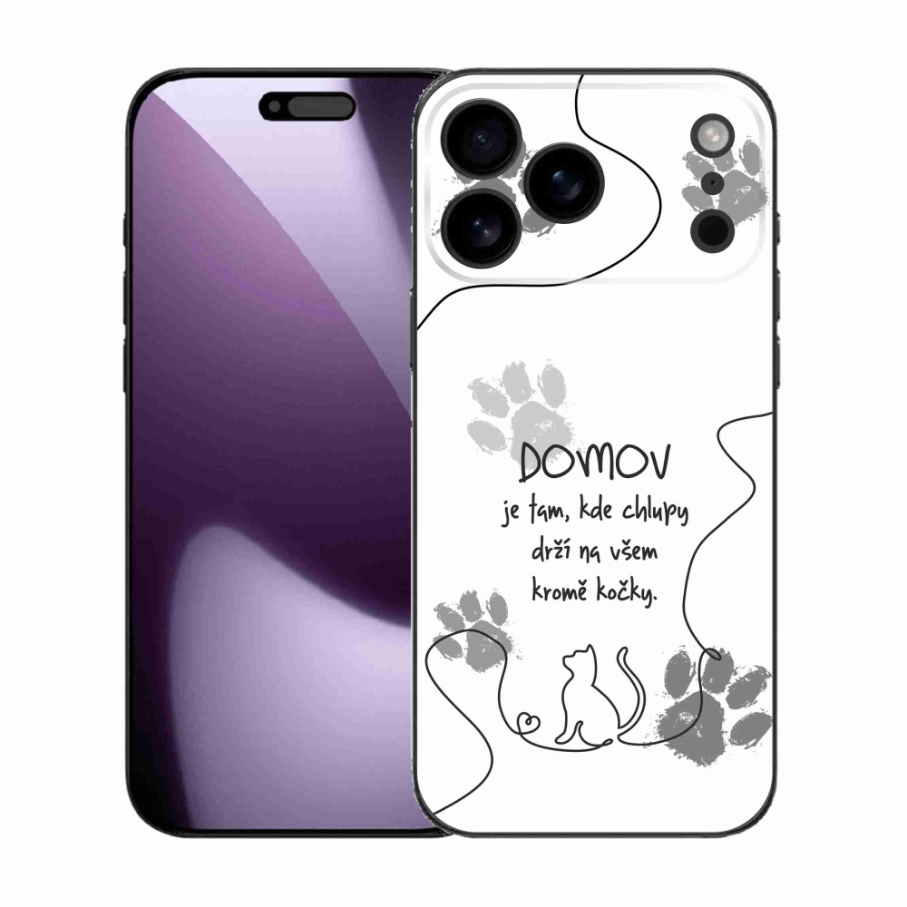 Gelový kryt mmCase na iPhone 17 Pro Max - kočičí motiv bílé pozadí